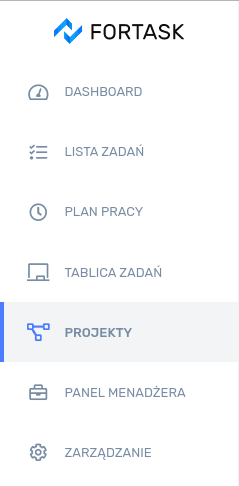 Zakładka projekty