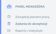 Panel menadżera - Zadania do akceptacji