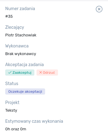 Blok akceptacji zadania