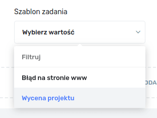 Wybór szablonu zadania