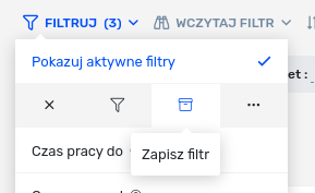 Przyciski zarządzania filtrami