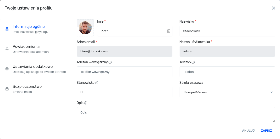 Tworzenie użytkownika - informacje ogólne
