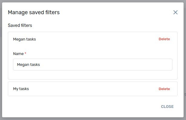 Manage filters